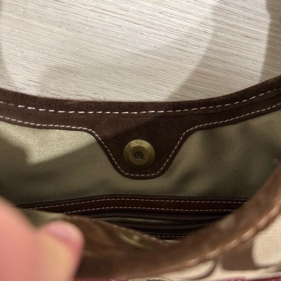 COACH Y2K Brown Signature Poppy For Peace Crossbody Shoulder Handbag 7087 Floral - Picture 8 of 10